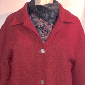 tsd (two star dog) 100% Wool Red Coat with Scarf